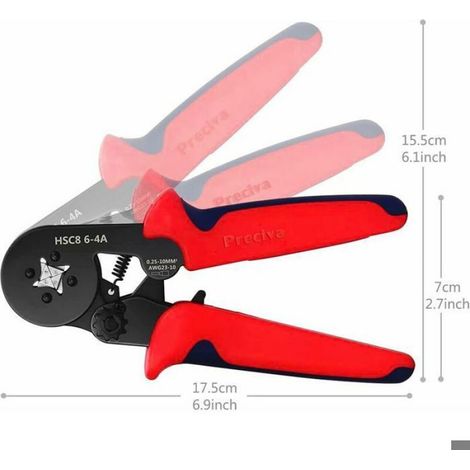 Pince à sertir - - 1200 cosses isolées - 0.25mm à 10mm - Outil électricien - Couleur rouge (1/4)