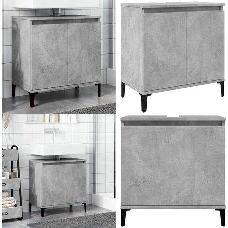 vidaXL Meuble d'évier gris béton 58x33x60 cm bois d'ingénierie