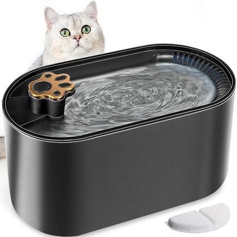 (noir)Fontaine à Eau pour Chat Chien 3L, BYONDSELF®, Distributeur Eau pour Chat Silencieux avec Filtre Remplaçable (1/5)
