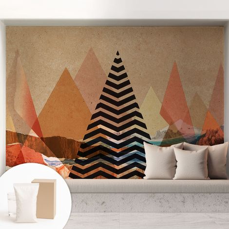 Tapete Vliestapete mit Kleber für Wohnzimmer Schlafzimmer Küche - Wanddekoration Abstrakte Landschaft 208x146 cm (1/5)