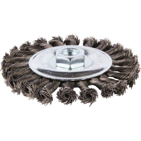 Makita D-29577, Schrägbürste de geflochtener Stahl de 125 mm, robustes Werkzeug für Reinigungs- und Entgratungsarbeiten an Metalloberflächen, hohe Haltbarkeit und Leistung.