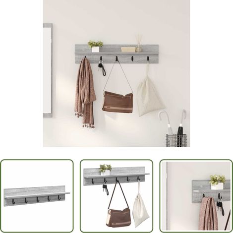 Rangement murale -  Porte-manteau mural Montage mural Gris Sonoma 80 x 10,5 x 18 cm (1/5)