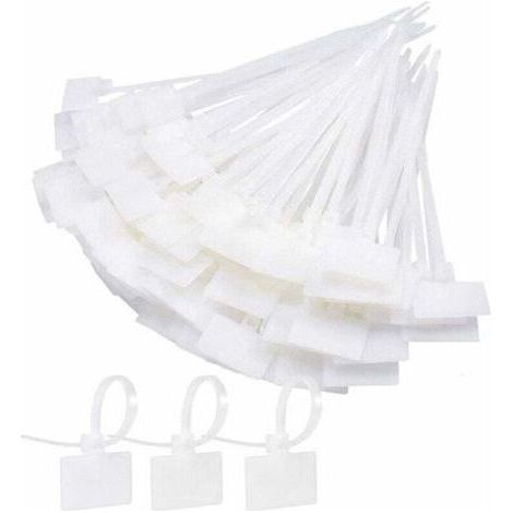 Attache Cable Electrique 250Pcs Cable Management avec Etiquette Serre Cable Plastique Blanc Etiquette Cable Ties Cable Pour L'école Jardin Bureau Mur Voiture (1/5)