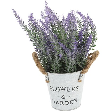 Faux Bonsaï de Lavande Pourpre en Pot Vintage en Fer, Plante Artificielle sans Eau ni Soleil, Décoration Élégante pour Balcon Bureau (1/5)