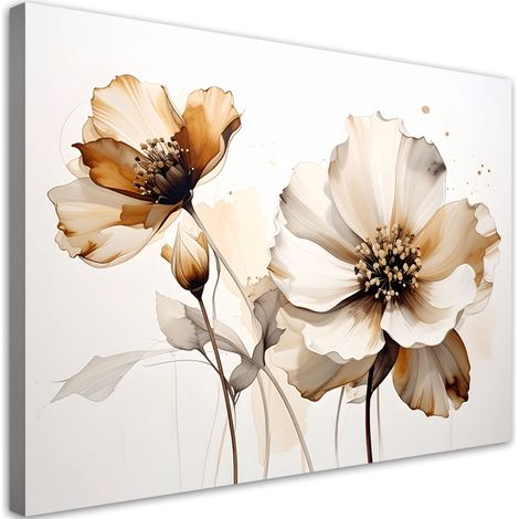 Stampe su Tela, Fiori beige in una composizione elegante e moderna. - 30x20 (1/2)