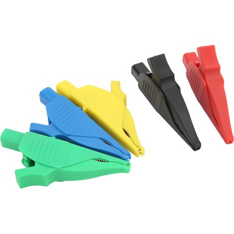 5 Stück elektrische Prüfklemmen, leicht und sicher, 5 Farben, isolierte Sicherheits-Multimeter-Prüfklemmen mit 4-mm-Klinkenstecker für Autos (1/5)