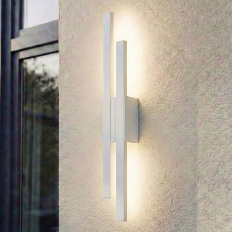 [GEBRAUCHT] B-Ware Lindby Außenwandleuchte Sakari LED Gartenlampe Wandleuchte weiß Aluminium 59cm (1/2)