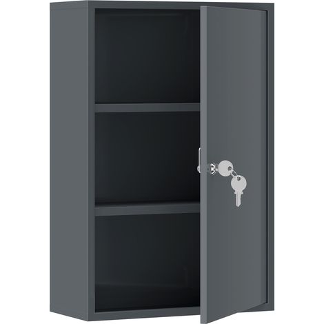 GagaArmoire a pharmacie murale avec 3 etageres et 2 cles 40 x 18 x 60 cm gris (1/5)