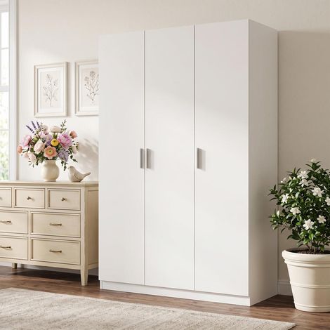 Optimiser le Rangement de Chambre Armoire Garde-Robe 3 Portes Blanche 109x37x180cm Fermeture Soft-Close et Anti-Basculement (1/5)