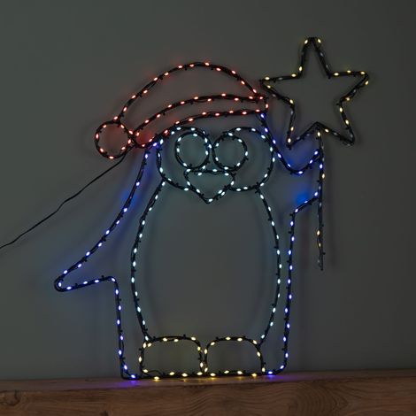 58cm x 52cm Light up FlexiBrights Christmas Penguin with Star & 221 Multi-Coloured LEDs (1/5)