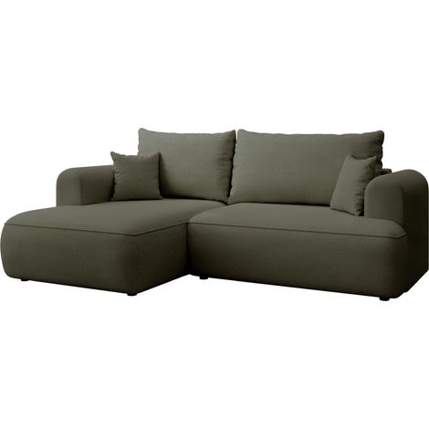 Selsey Ovo Mini – Ecksofa mit Schlaffunktion, links – Olivgrün – Chenille, Easy Clean