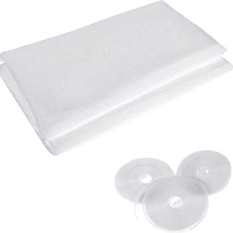 Lot de 2 moustiquaires pour fenêtres avec 3 rouleaux de ruban adhésif - 2 x 1,5 m - Blanc (1/5)