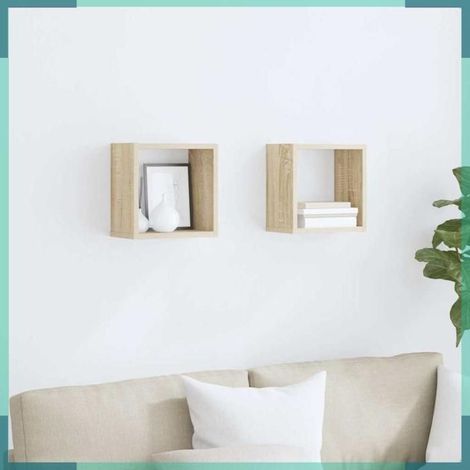 étagère cube murale - 807034 - chêne sonoma - 26 x 15 x 26 cm - lot 2 pcs (1/5)