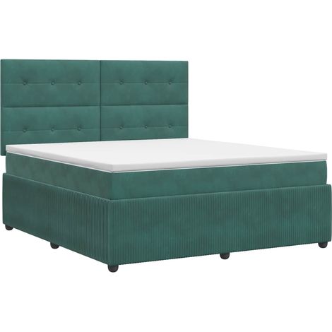 Maison Exclusive - Letto box spring con materasso Verde Scuro 160 x 200 cm Velluto (1/5)