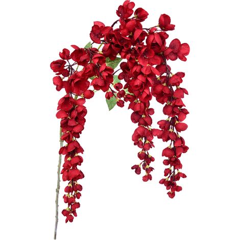 Glycine artificielle en fil de fer, tissu en soie, fausse fleur de vigne pour décoration de mariage et de maison, longueur 97cm, rouge (1/5)