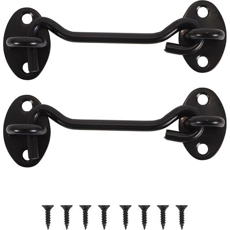 Lot de 2 loquets à Crochet et œillet avec vis, Crochet de Verrouillage de Porte en Acier Inoxydable, pour Patio, Chambre, portails de Jardin (10 cm) (1/5)