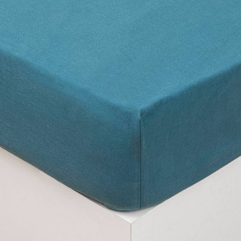Lenzuolo teso vilma in cotone lavato blu anatra 140x190cm - Atmosphera créateur d'intérieur