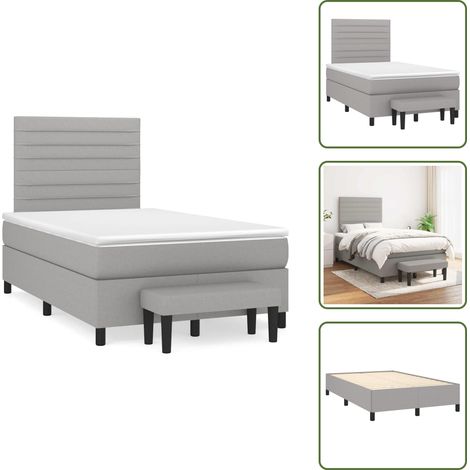 Boxspringbett mit Matratze Hellgrau 120x190 cm Stoff - Boxspringbett - Doppelbett - Schlafraum - Bettgestell - Bettauflage (1/5)