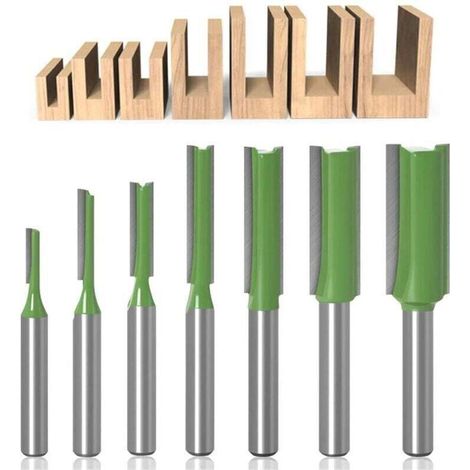 Fraises pour défonceuse 1/4'' Jeu de 7 mèches en carbure Tailles 3 à 12 mm Coupe nette pour bois dur (1/5)