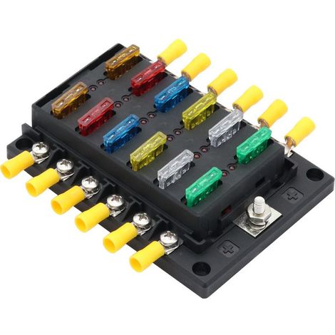 Bloc de bote à fusibles à lame 12 voies 32V M5, couvercle en plastique avec indicateur LED pour voiture et Marine (1/5)