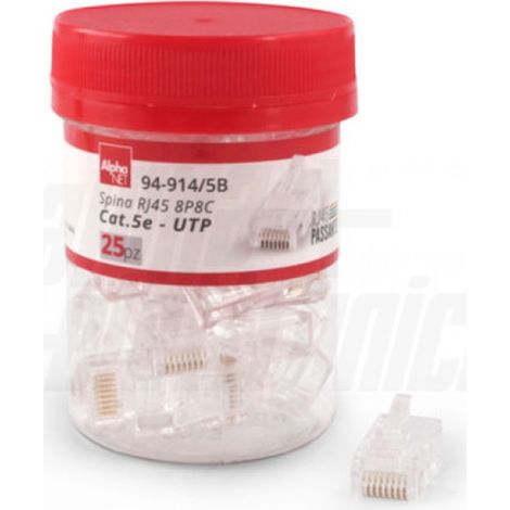 Spina modulare rj45 8p8c cat.5e passante utp 94-914/5b barattolo 25 pezzi (1/5)