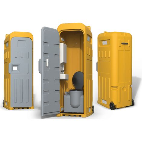 Moncoffrage – Toilette de chantier WC chimique avec lave-main – Réservoir 70L – Dimensions adaptées pour passage de portes – Polyéthylène résistant (1/5)