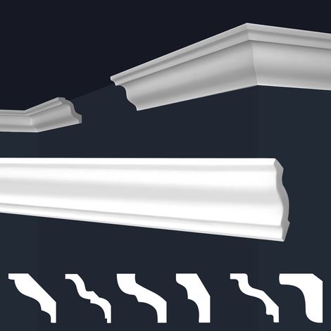 MARBET DESIGN Stuckleisten XPS Styropor weiß 2 Meter Deckenleisten Wandleisten E-Leisten Modelle: E-5 / 40x45mm, 40 Meter / 20 Leisten