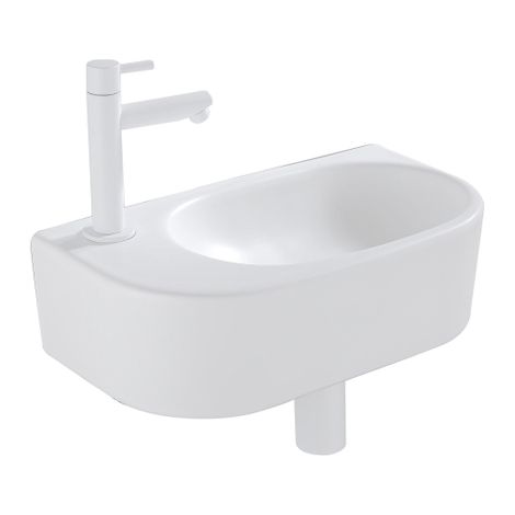 Fugaflow Efficiente Pietra Ensemble lave-mains – 40 x 21,5 x 12 cm – gauche – lisse – demi-rond – 1 trou pour robinet – céramique – robinet pour