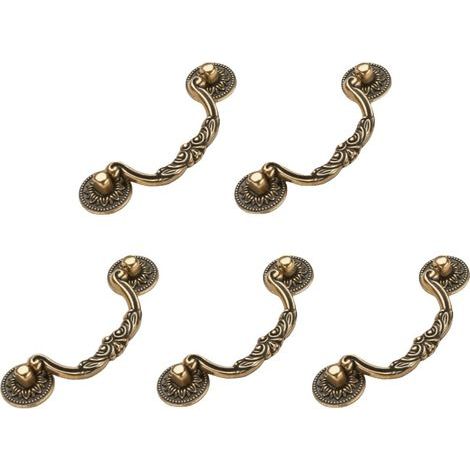 Lot de 5 Poignée de porte ou bouton de meubles vintage en bronze de style ancien pour armoires de cuisine (1/3)