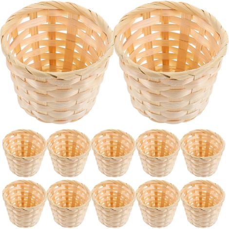 Mini Panier De Rangement En Osier - Ensemble De 36 PCS Panier Tissé En Bois Pour Fleurs Et Déco De Bureau - Panier Rond Petit Pour Organisation Et Décoration (1/5)