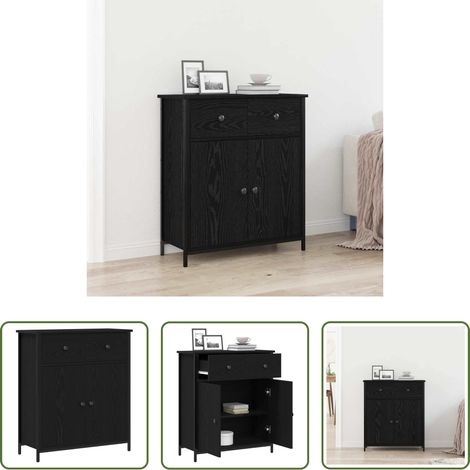 Holzkommode -  Sideboard Schwarz Eichen-Optik 70 x 30 x 80 cm Holzwerkstoff (1/5)