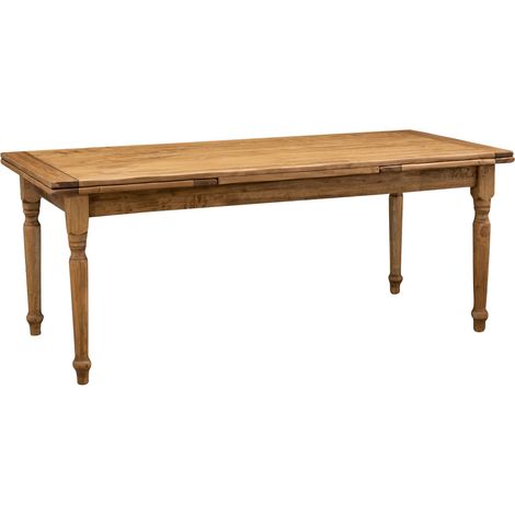 Mesa de estilo Country extensible de madera maciza de tilo acabado con efecto natural 200x90 x80 cm (1/5)