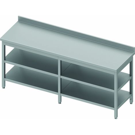 Table Inox Avec 2 Etagères & Renfort - Profondeur 600 - Stalgast