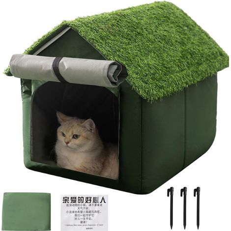 Maison pour Chat d'Extérieur,Imperméable Et Résistant Au Vent Avec Lit (1/5)