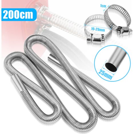 Wolketon 200cm Abgasschlauch Abgasrohr für Diesel-Auspuffrohre – Flexibler Metallschlauch mit 2 Schellen ideal für Standheizung und Stromerzeuger