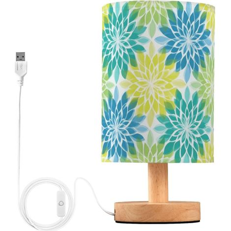 Kcldeci Lampe de chevet à fleurs bleues et jaunes pour chambre (1/5)