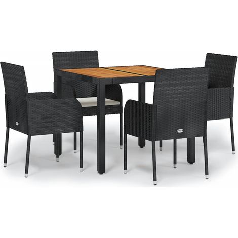 Maison Exclusive - 5-tlg. Garten-Essgruppe mit Kissen Schwarz Pol