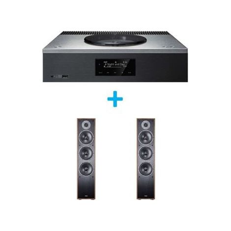 Amplificateur Hi-Fi Technics SA-C600EG-S Argent + une paire d'enceintes colonne Magnat Monitor S70 Noyer