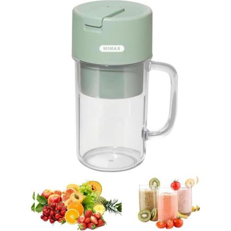 Mixeur portable, presse-agrumes rechargeable, mixeur à fruits, machine à smoothie électrique, mixeur mignon pour presse - Vert (1/4)