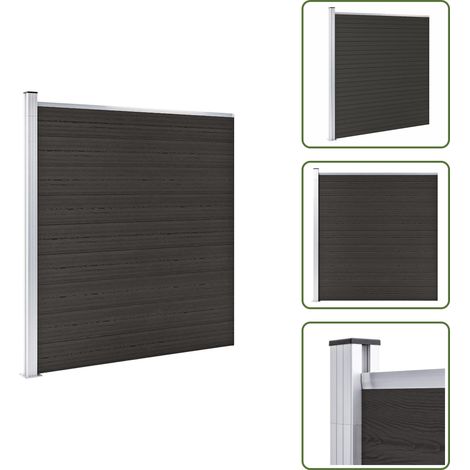 Recinzione in WPC - vidaXL Pannello di Recinzione in WPC 175x186 cm Nero - Recinzione in legno plastica