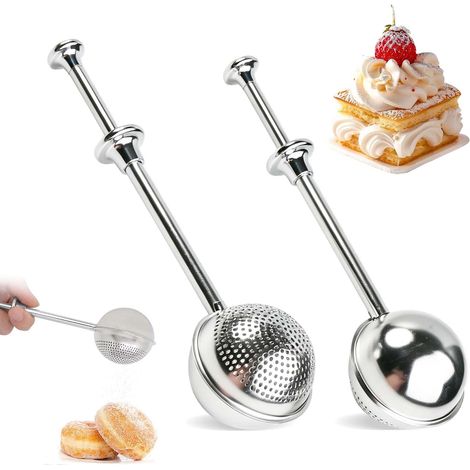 Saupoudreuse à Sucre Glace et Cacao en Acier Inoxydable 304 avec Ressor Tamis à Farine à une Main avec Manche à Ressort, Pour Pâtisserie, Épices et Cannelle, Ustensile de Cuisine Pratique (1/5)