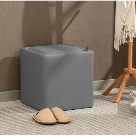 Pouf coffre carré 40x40x40 cm rangement 44L gris OKMYHOME (1/5)