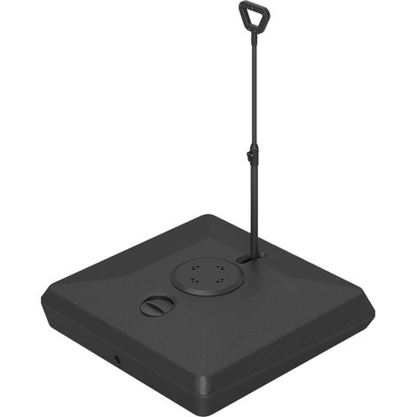 Base per Ombrellone da Giardino in HDPE, Basamento per Ombrellone a Sbalzo con Ruote e Maniglia, Supporto per Ombrelloni 135/140/160mm, Riempibile con 120 kg di Acqua e 160 kg di Sabbia, Nero