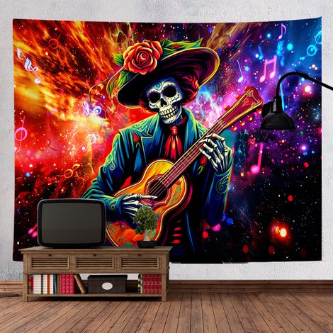 Hintergrundstoff im angesagten Stil, fluoreszierender Wandteppich, Raumdekoration, Totenkopf-Wandteppich, Halloween-Hängedekorationen