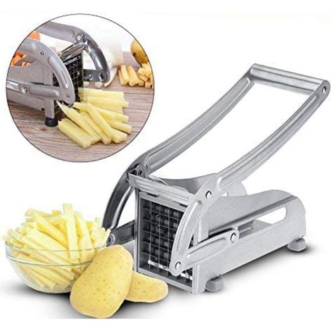 Pommes-Frites-Schneider, professioneller Pommes-Frites-Schneider, Anti-Rutsch-Technologie, Gemüseschneider, Friteusenzubehör, manueller Pommes-Frites-Schneider (Edelstahl).