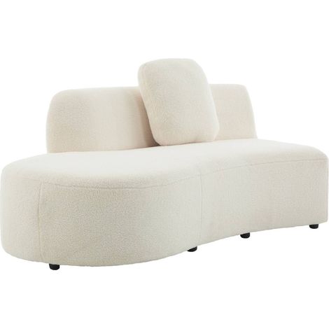 sweeek - Organisches 2-3-Sitzer-Sofa mit Bouclé-Bezug und einer kleinen Recamiere