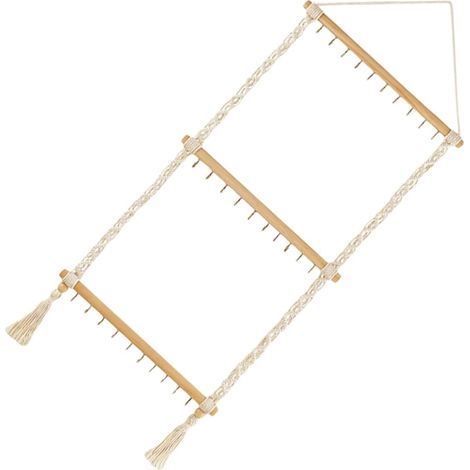 Organisateur Mural Beige pour Affichage Centralisé et Rangement Pratique des Bijoux en Corde et Métal, Support Suspendu pour Nœuds et Accessoires Cheveux (1/5)