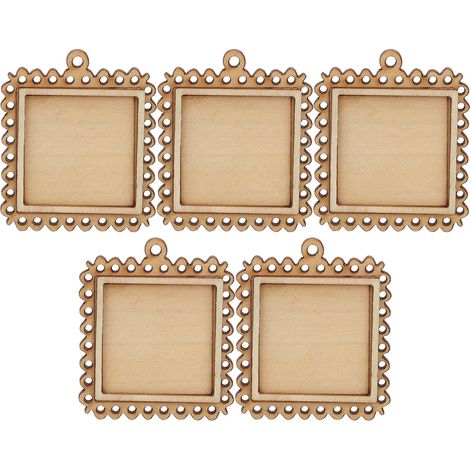 5 pièces Supports en Bois Rectangulaires Relief Cadre Photo Miniature Porte-clés Plateaux (1/5)