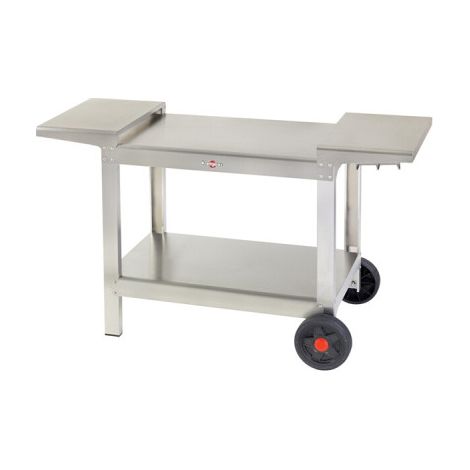 Krampouz – Chariot à plancha inox 140x59x85cm – 2 roues – 2 tablettes latérales – Zone de rangement bouteille gaz – Montage facile (1/5)