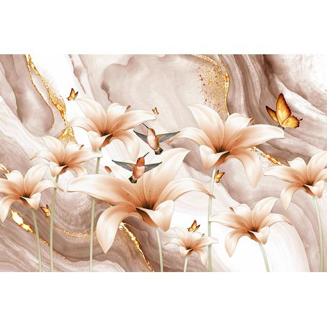 Papier peint panoramique - Fleurs 3D - 130 cm x 87 cm (1/2)